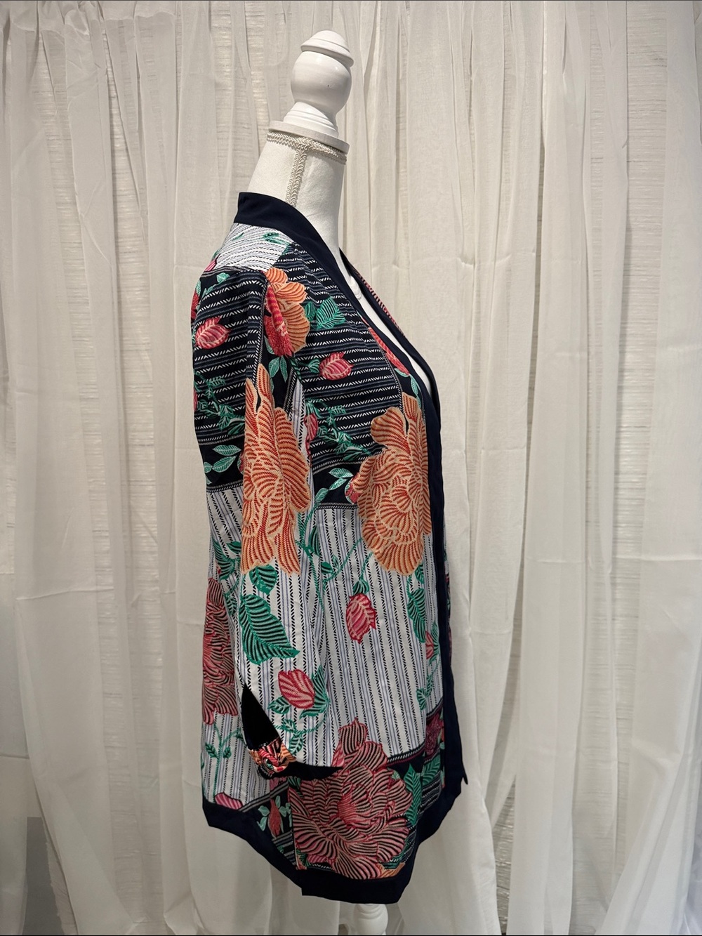 Chico's Navy Multicolor Floral Patchwork tunic - Picture 3 of 8